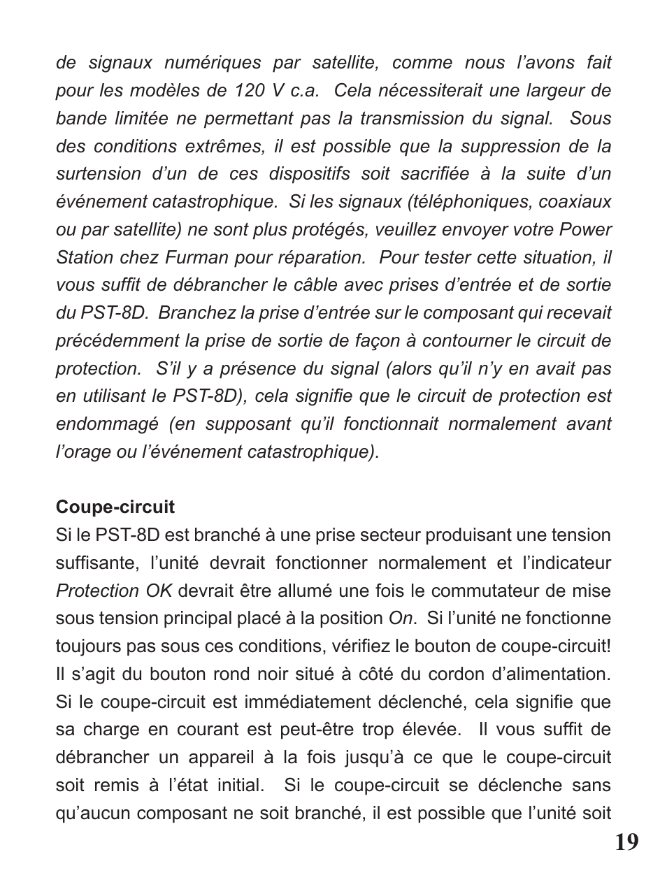 Furman Sound PST-8D User Manual | Page 19 / 36