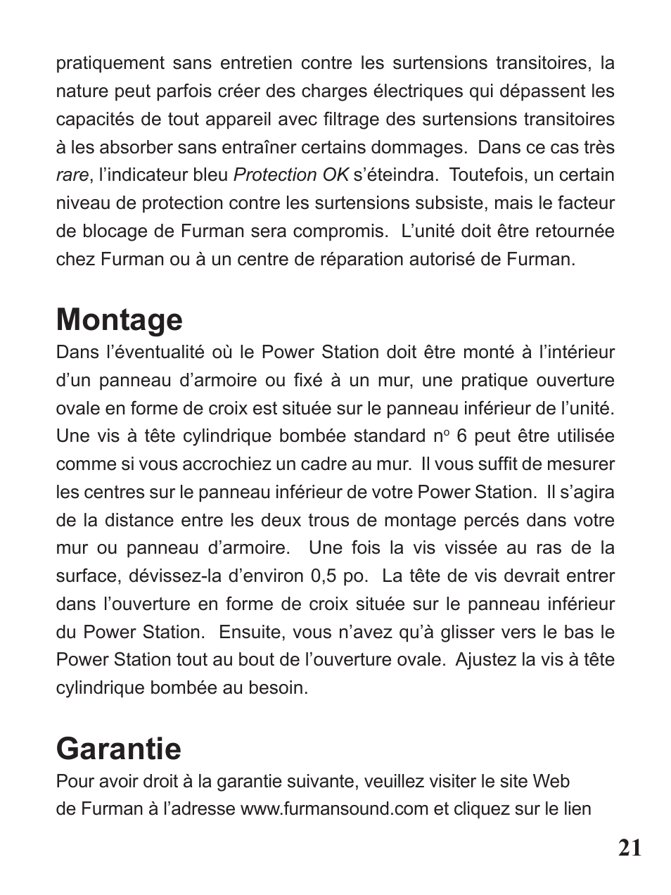 Montage, Garantie | Furman Sound PST-8D User Manual | Page 21 / 36