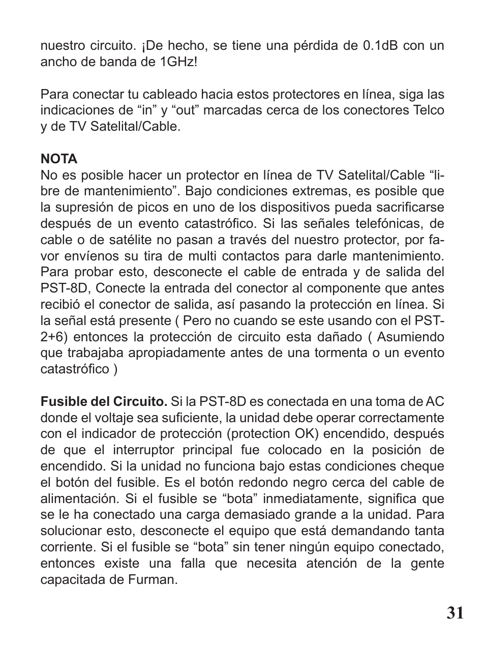 Furman Sound PST-8D User Manual | Page 31 / 36