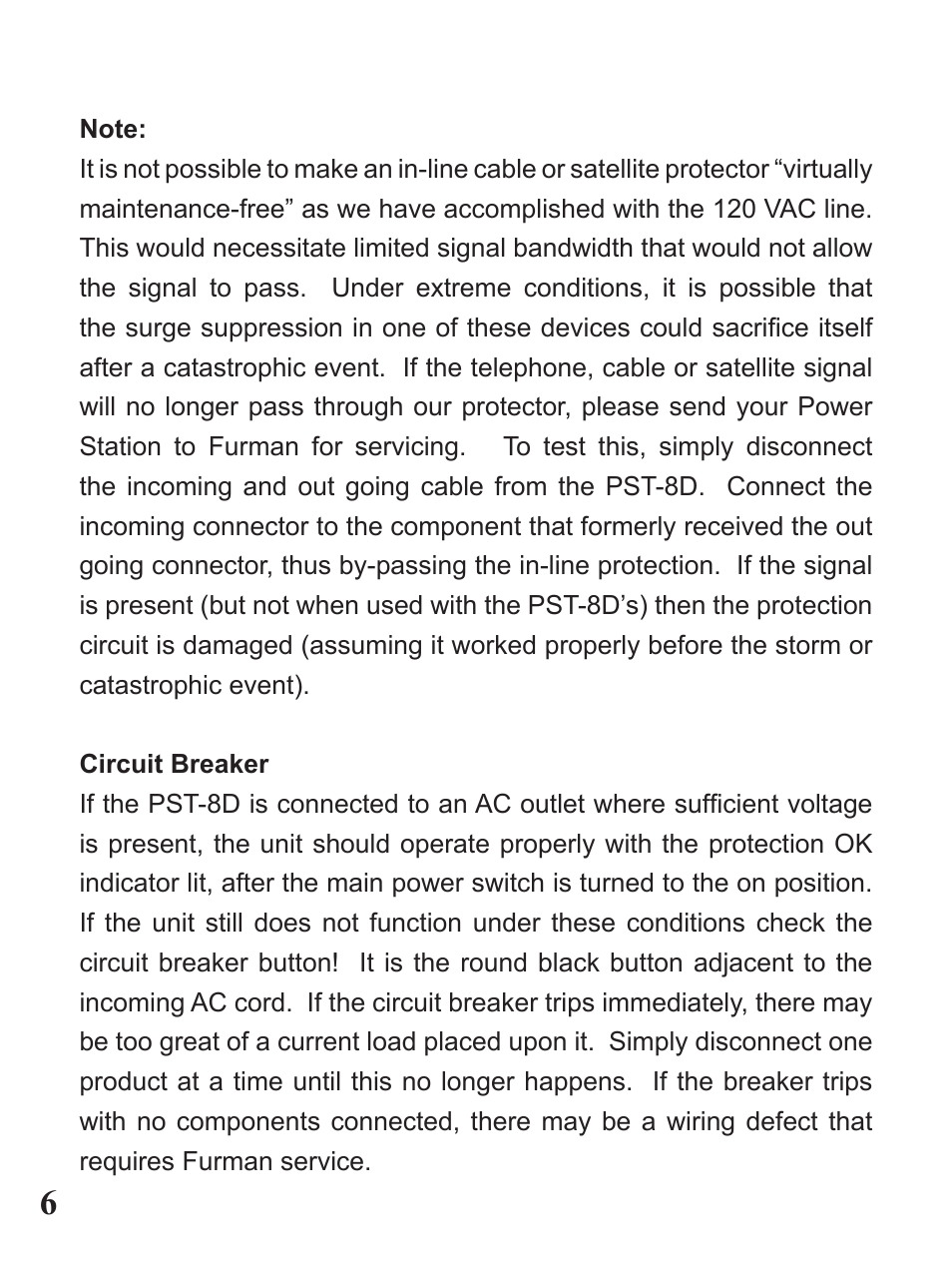 Furman Sound PST-8D User Manual | Page 6 / 36