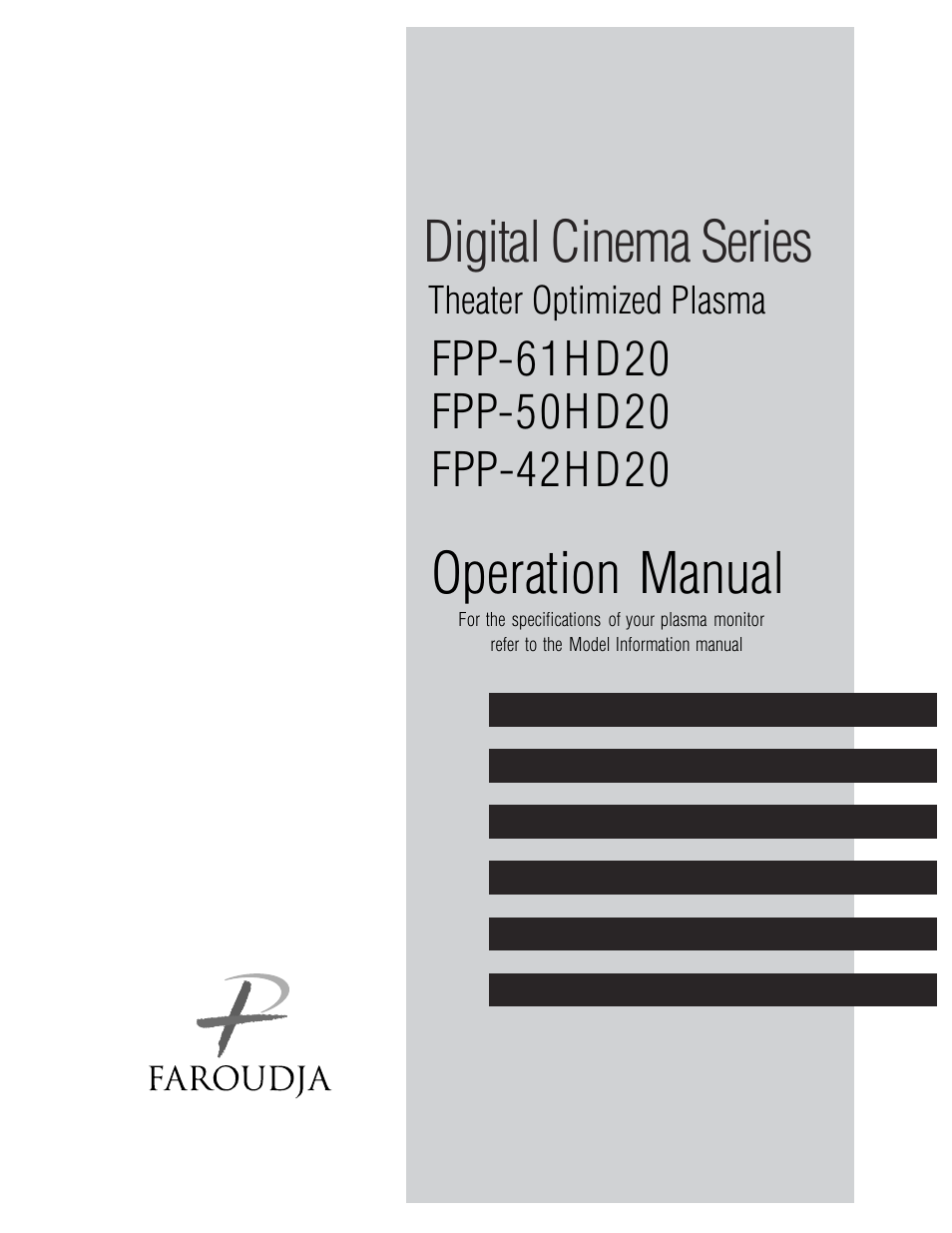 Meridian Audio FPP-42HD20 User Manual | 49 pages