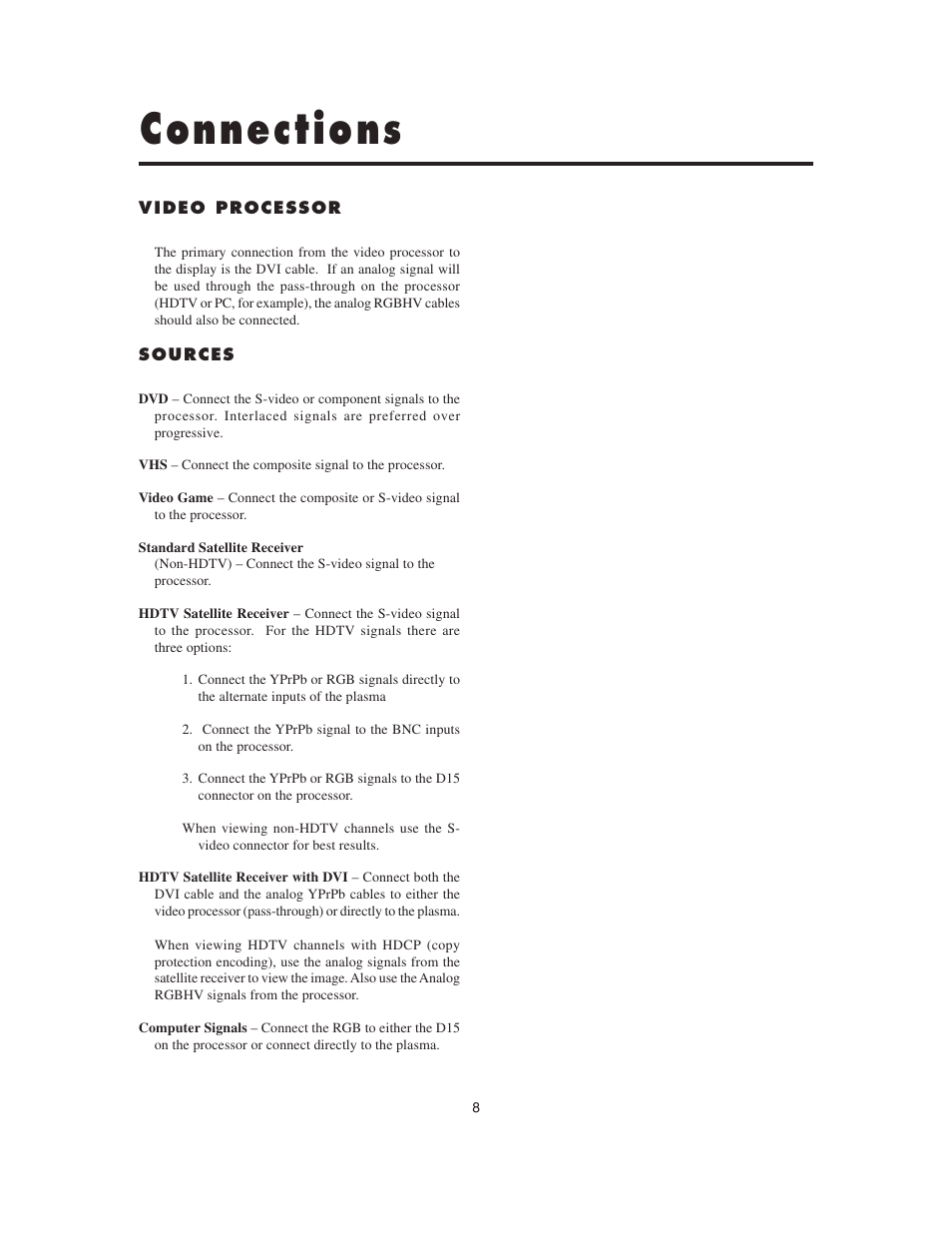 Connections | Meridian Audio FPP-42HD20 User Manual | Page 14 / 49