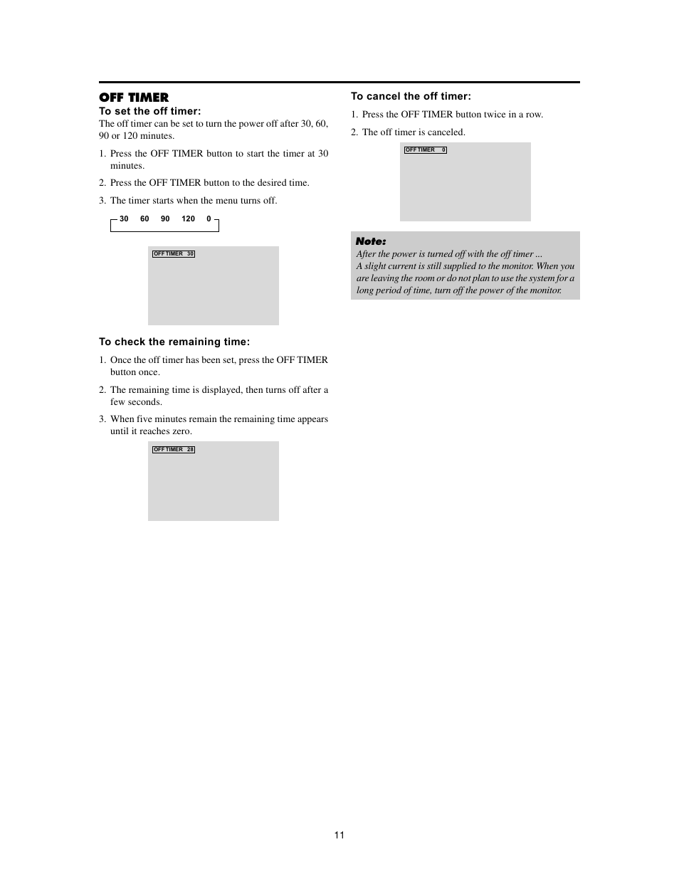 Off timer | Meridian Audio FPP-42HD20 User Manual | Page 17 / 49