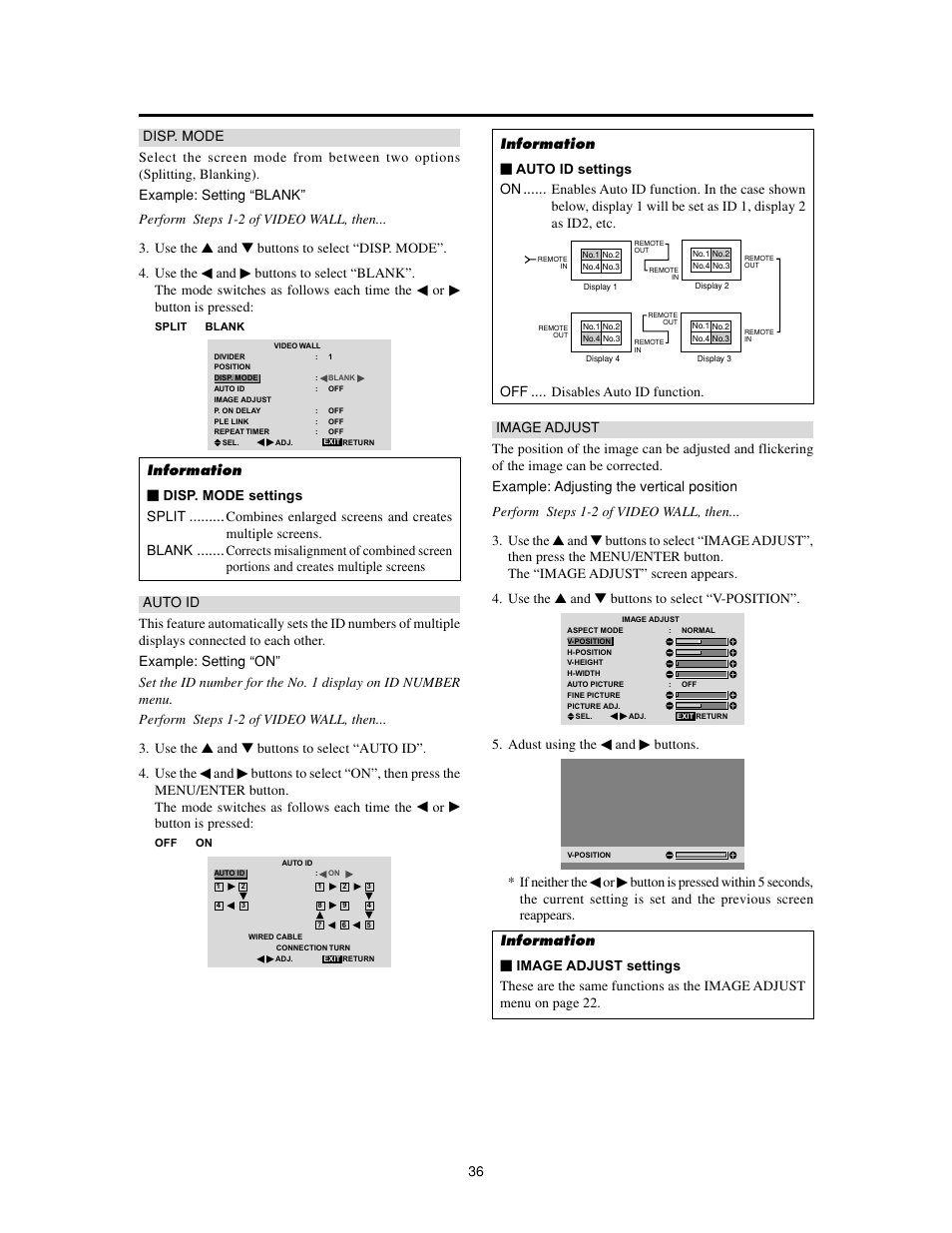 Button is pressed, Adust using the, Buttons | If neither the, Off .... disables auto id function | Meridian Audio FPP-42HD20 User Manual | Page 42 / 49