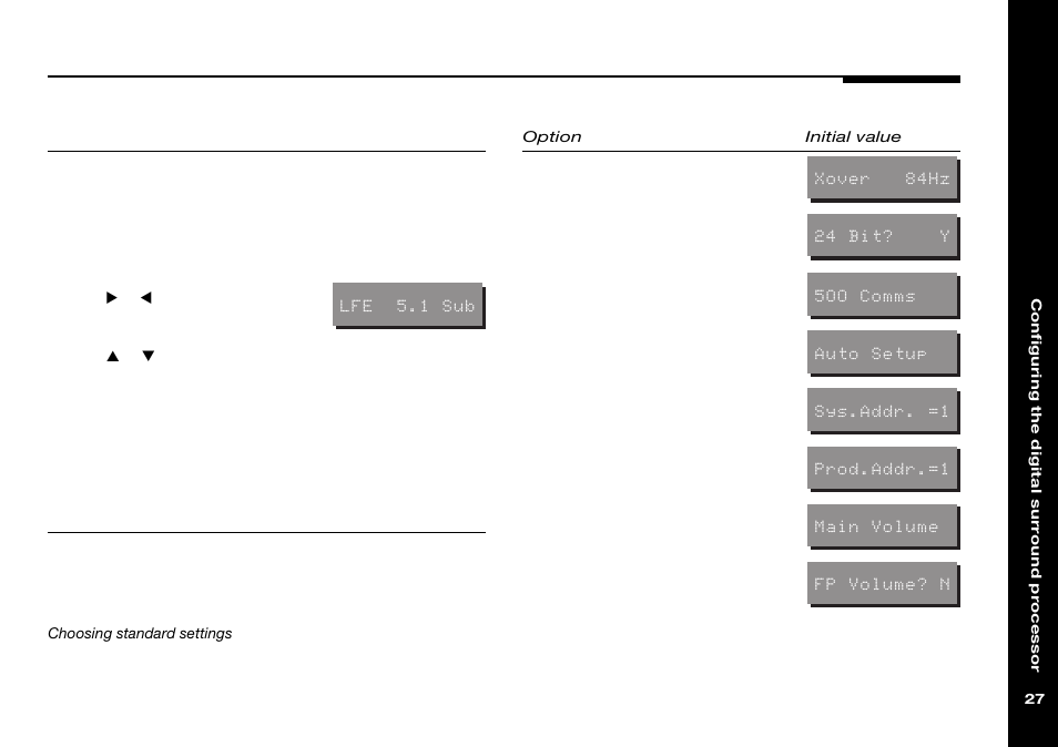 Communications mode, Controller mode, Crossover frequency | Front panel volume, Menu mode, Product address, Specifying 5.1 lfe, System address, Volume mode | Meridian Audio 565 User Manual | Page 31 / 66