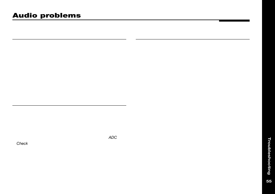 Audio problems, Hiss at high volume settings, Hum on analogue input | Poor sound quality | Meridian Audio 565 User Manual | Page 59 / 66