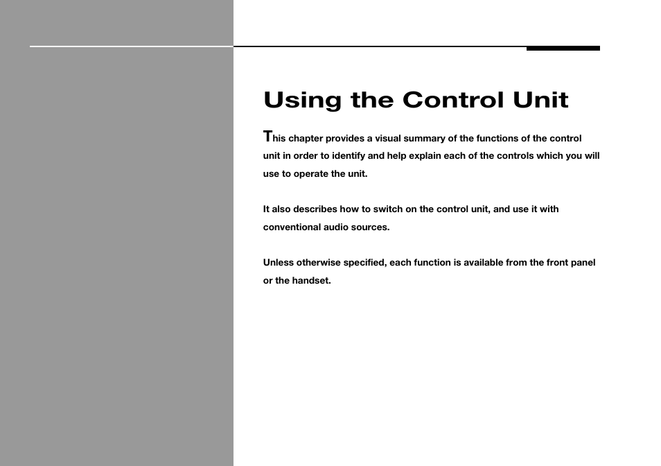 Using the control unit | Meridian Audio 501 User Manual | Page 13 / 50