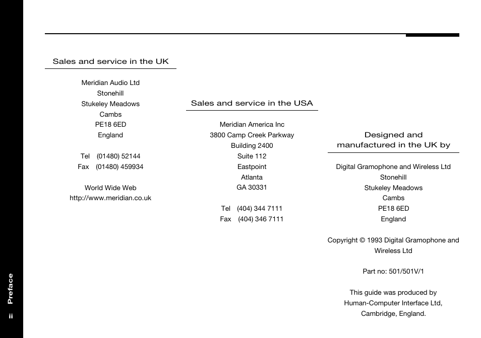 Meridian Audio 501 User Manual | Page 2 / 50