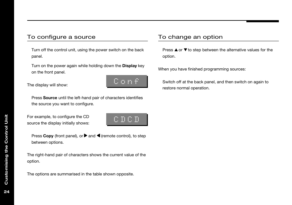 Conf, Cdcd | Meridian Audio 501 User Manual | Page 28 / 50