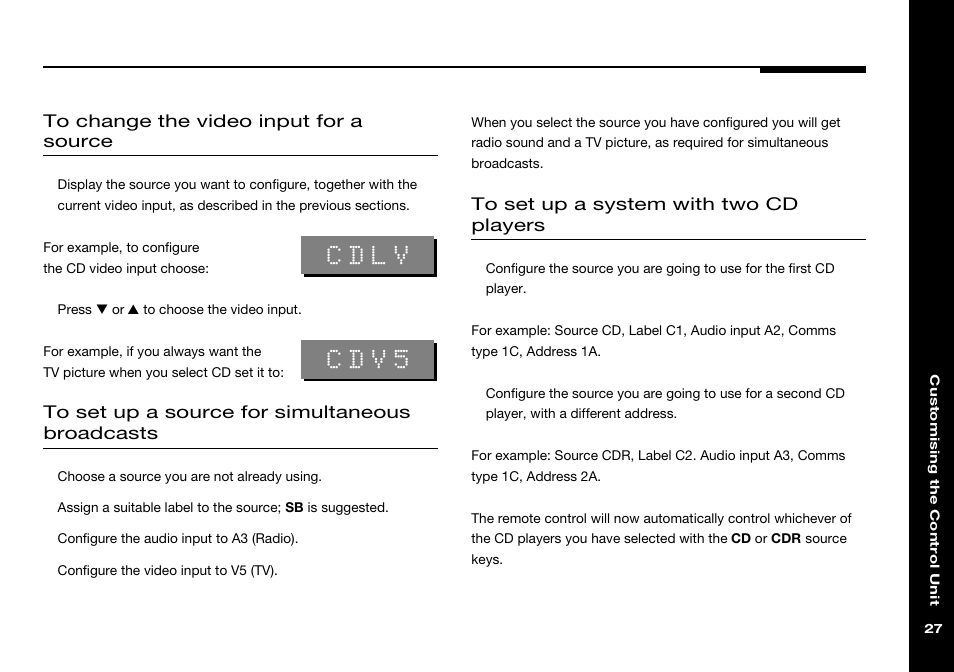Cd players, two, Simultaneous broadcasts, source, Cdlv | Cdv5 | Meridian Audio 501 User Manual | Page 31 / 50