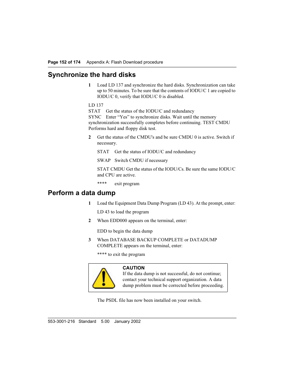 Synchronize the hard disks, Perform a data dump | Meridian Audio M3900 User Manual | Page 152 / 176