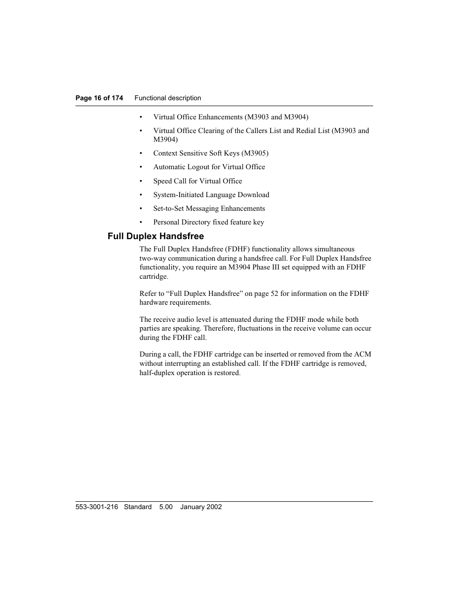 Full duplex handsfree | Meridian Audio M3900 User Manual | Page 16 / 176