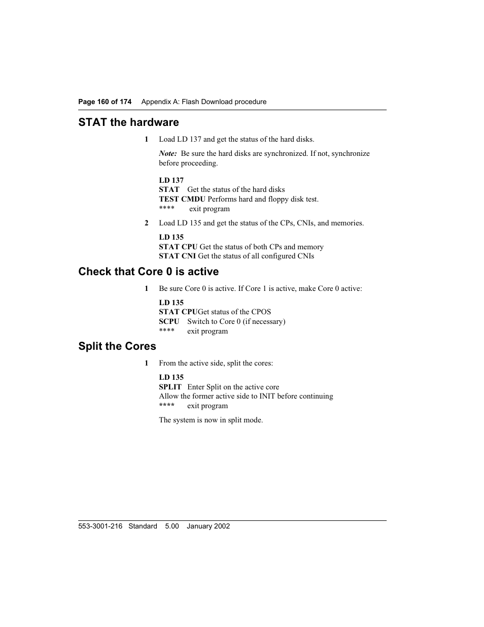 Stat the hardware, Check that core 0 is active, Split the cores | Meridian Audio M3900 User Manual | Page 160 / 176