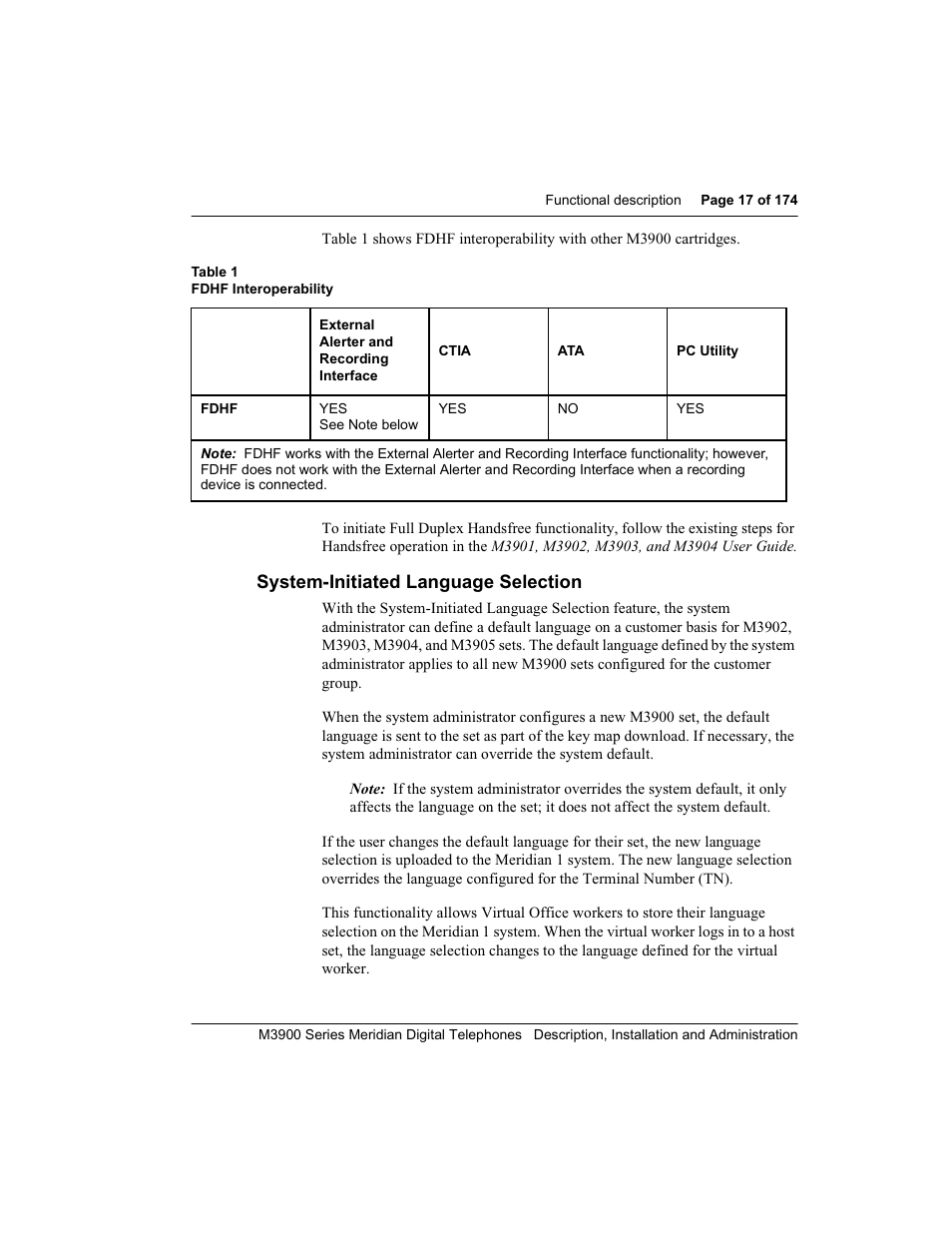 System-initiated language selection, System-initiated lang uag e selection | Meridian Audio M3900 User Manual | Page 17 / 176