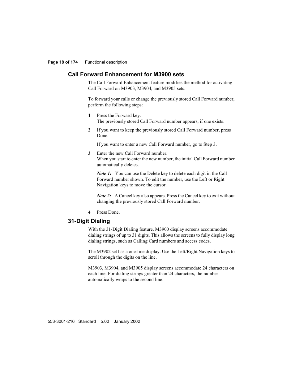 Call forward enhancement for m3900 sets, Digit dialing, Dig it dialing | Meridian Audio M3900 User Manual | Page 18 / 176