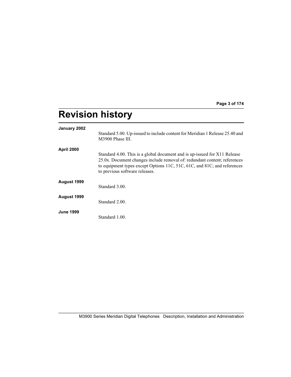 Revision history | Meridian Audio M3900 User Manual | Page 3 / 176