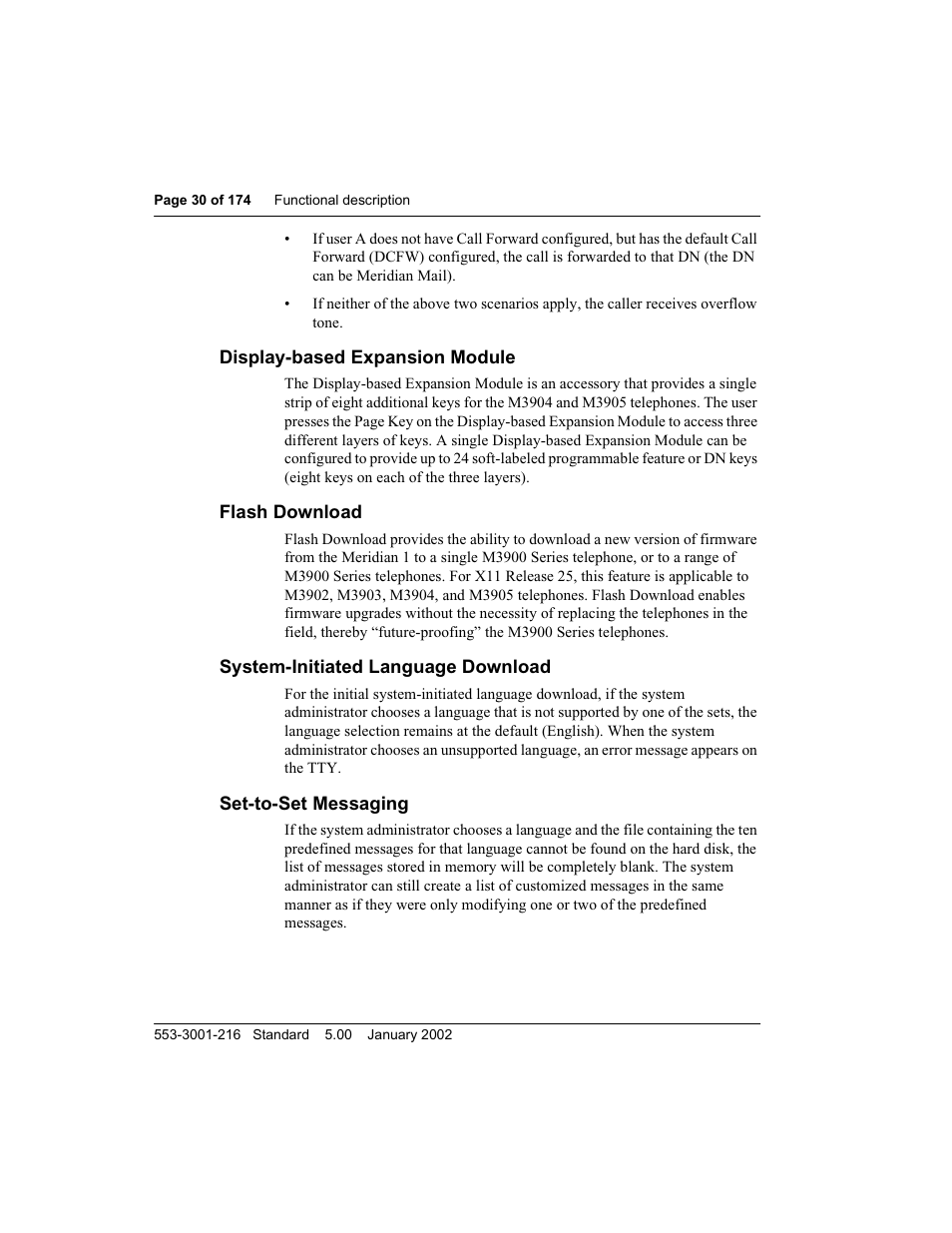 Display-based expansion module, Flash download, System-initiated language download | Set-to-set messaging, System-initiated lang uag e download, Set-to-set messag ing | Meridian Audio M3900 User Manual | Page 30 / 176