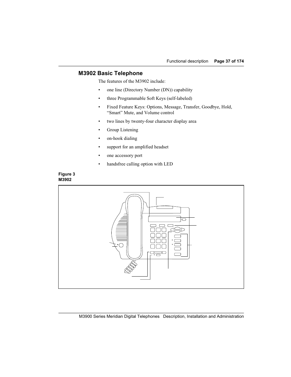 M3902 basic telephone | Meridian Audio M3900 User Manual | Page 37 / 176