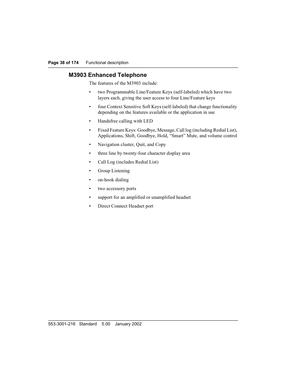 M3903 enhanced telephone | Meridian Audio M3900 User Manual | Page 38 / 176