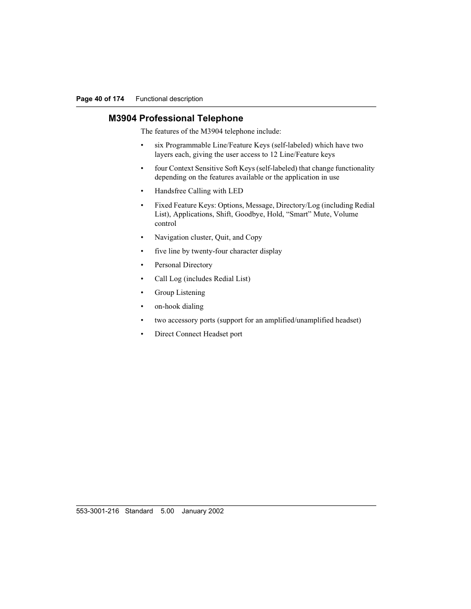 M3904 professional telephone | Meridian Audio M3900 User Manual | Page 40 / 176