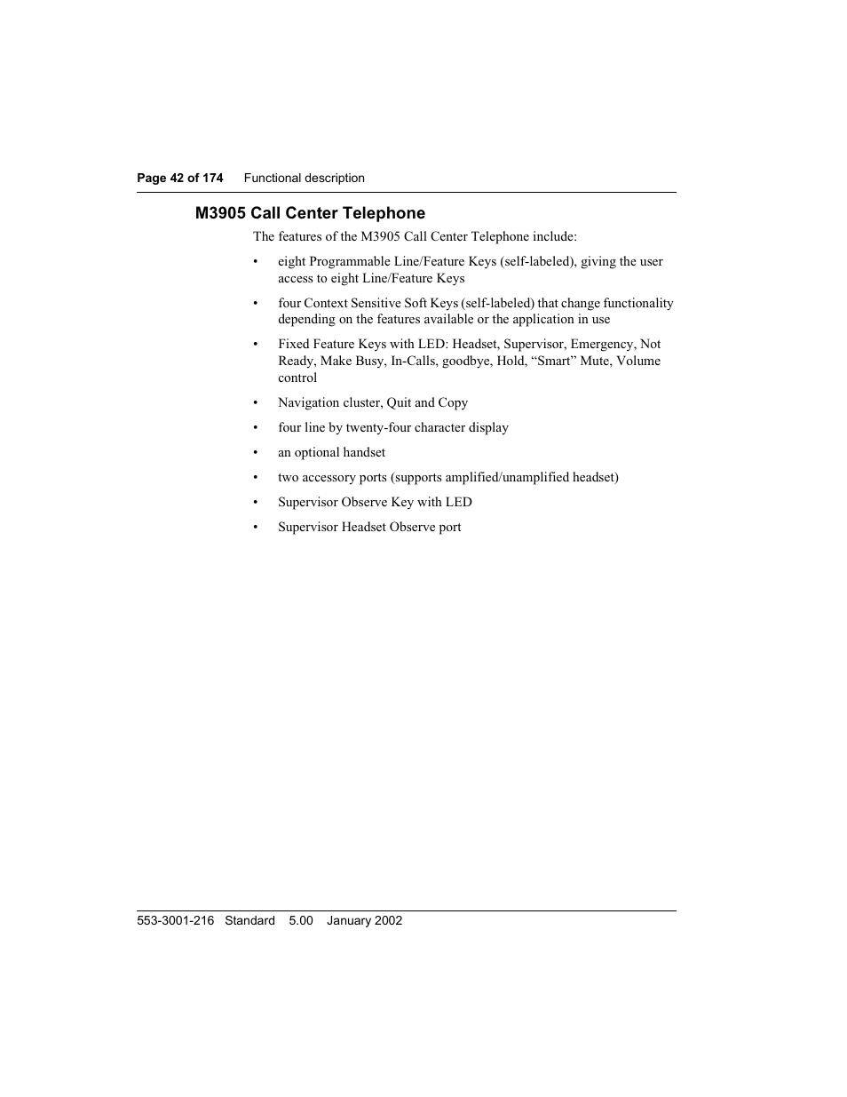 M3905 call center telephone | Meridian Audio M3900 User Manual | Page 42 / 176