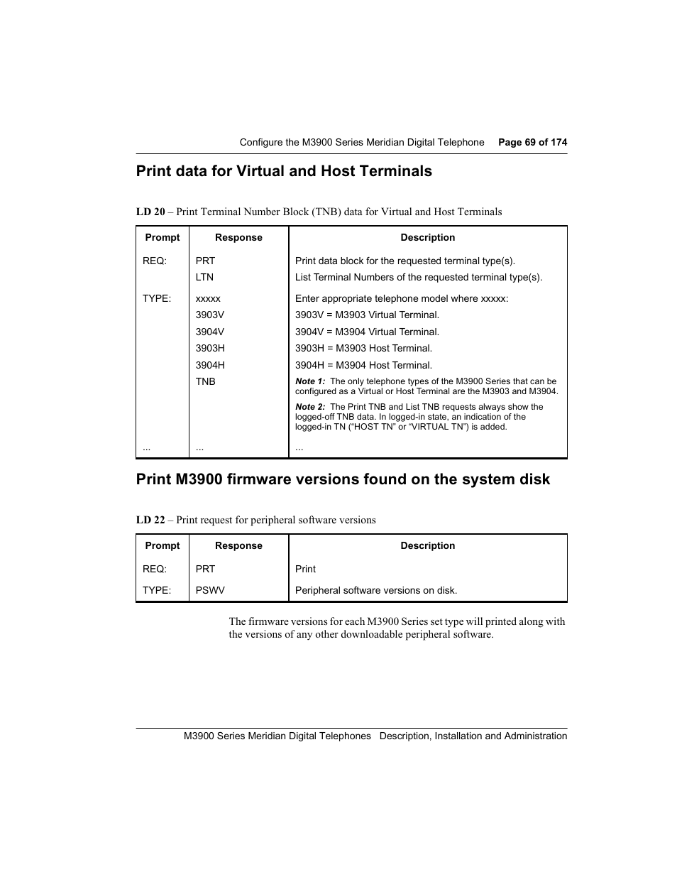 Print data for virtual and host terminals | Meridian Audio M3900 User Manual | Page 69 / 176