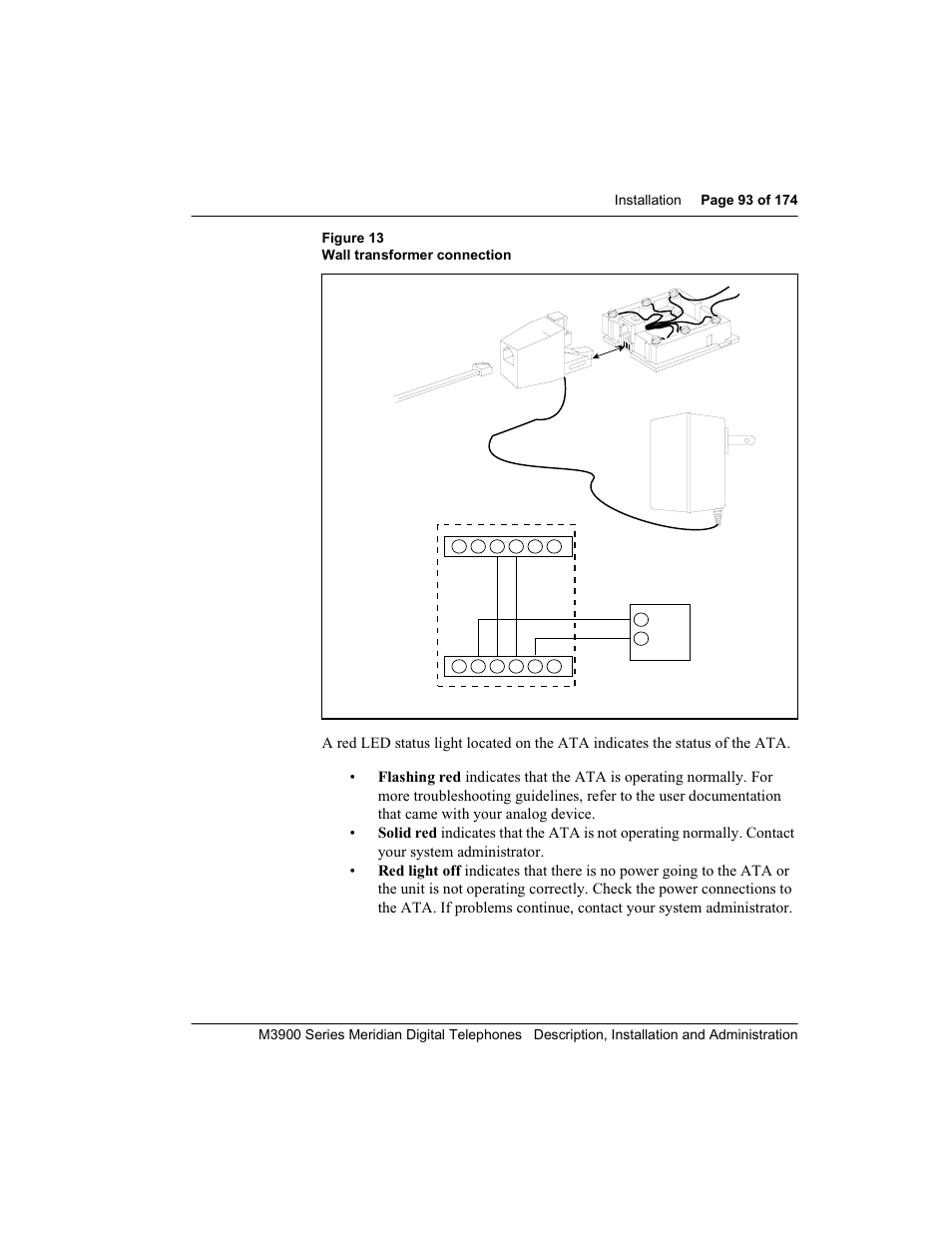 Figure 13, Figure 13 wall transformer connection | Meridian Audio M3900 User Manual | Page 93 / 176