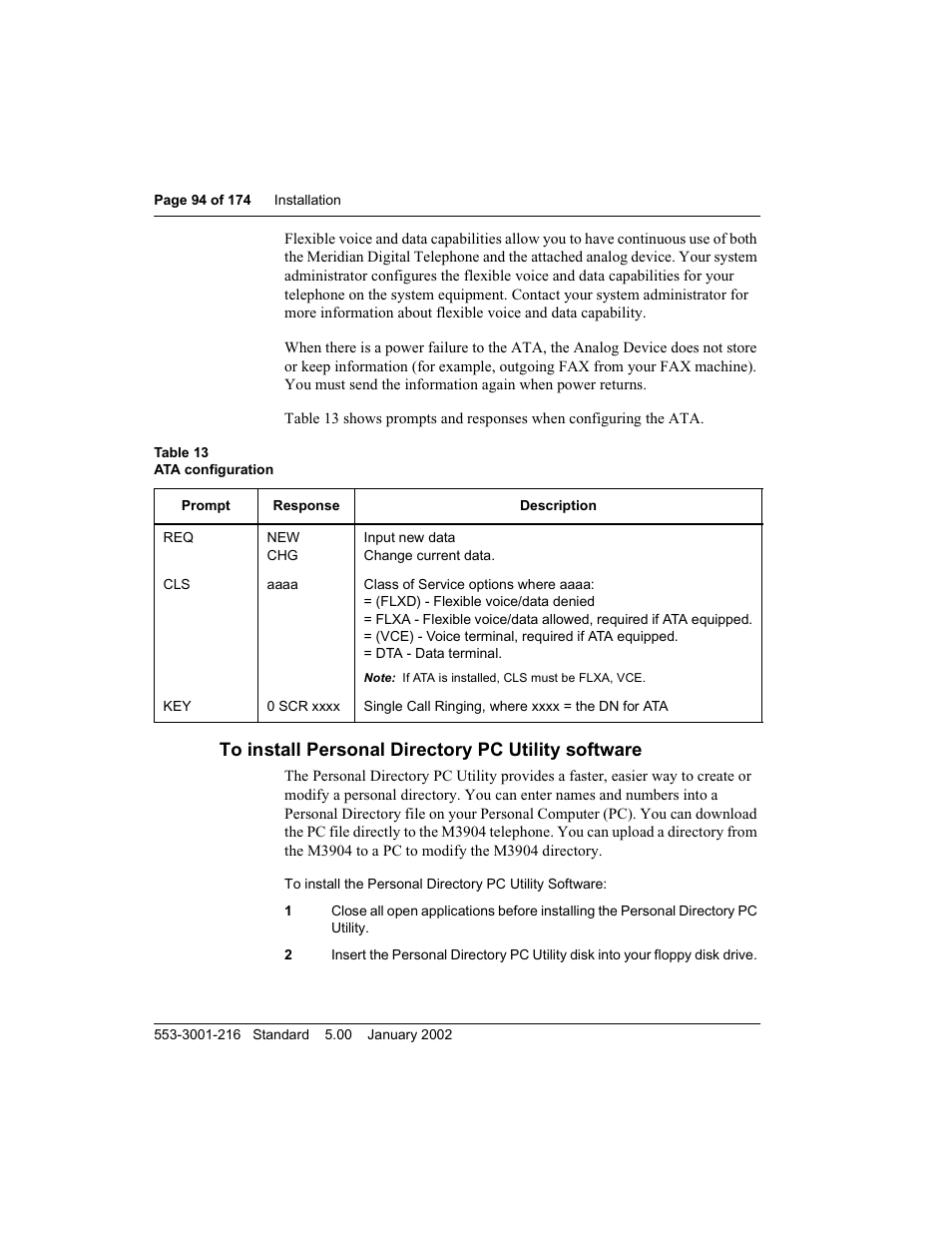 To install personal directory pc utility software | Meridian Audio M3900 User Manual | Page 94 / 176