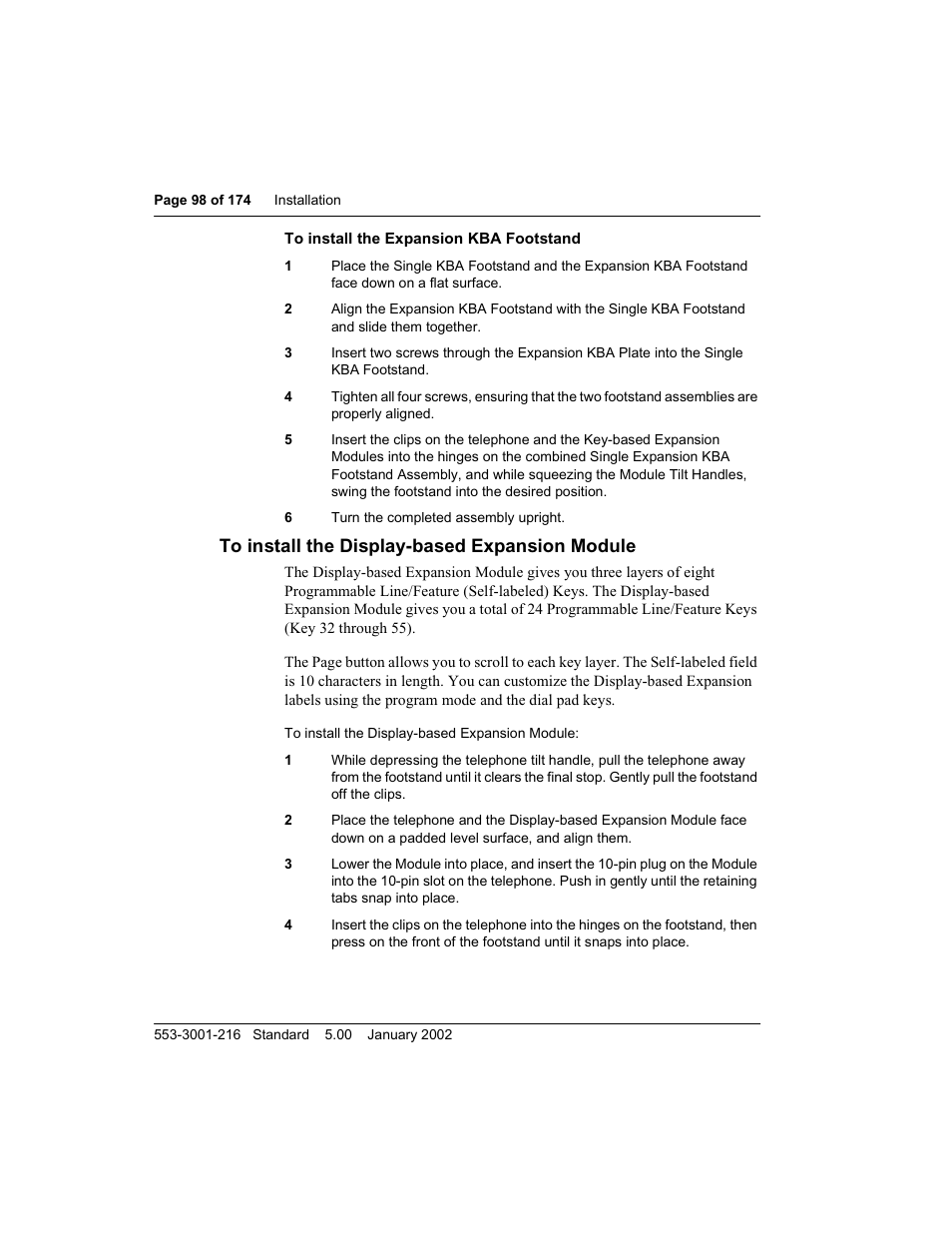 To install the display-based expansion module, To install the expansion kba footstand | Meridian Audio M3900 User Manual | Page 98 / 176