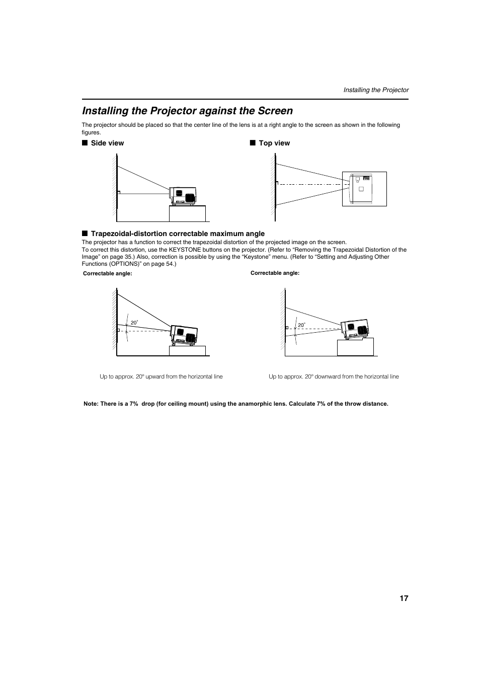 Installing the projector against the screen | Meridian Audio FDP-DILA2 User Manual | Page 17 / 80