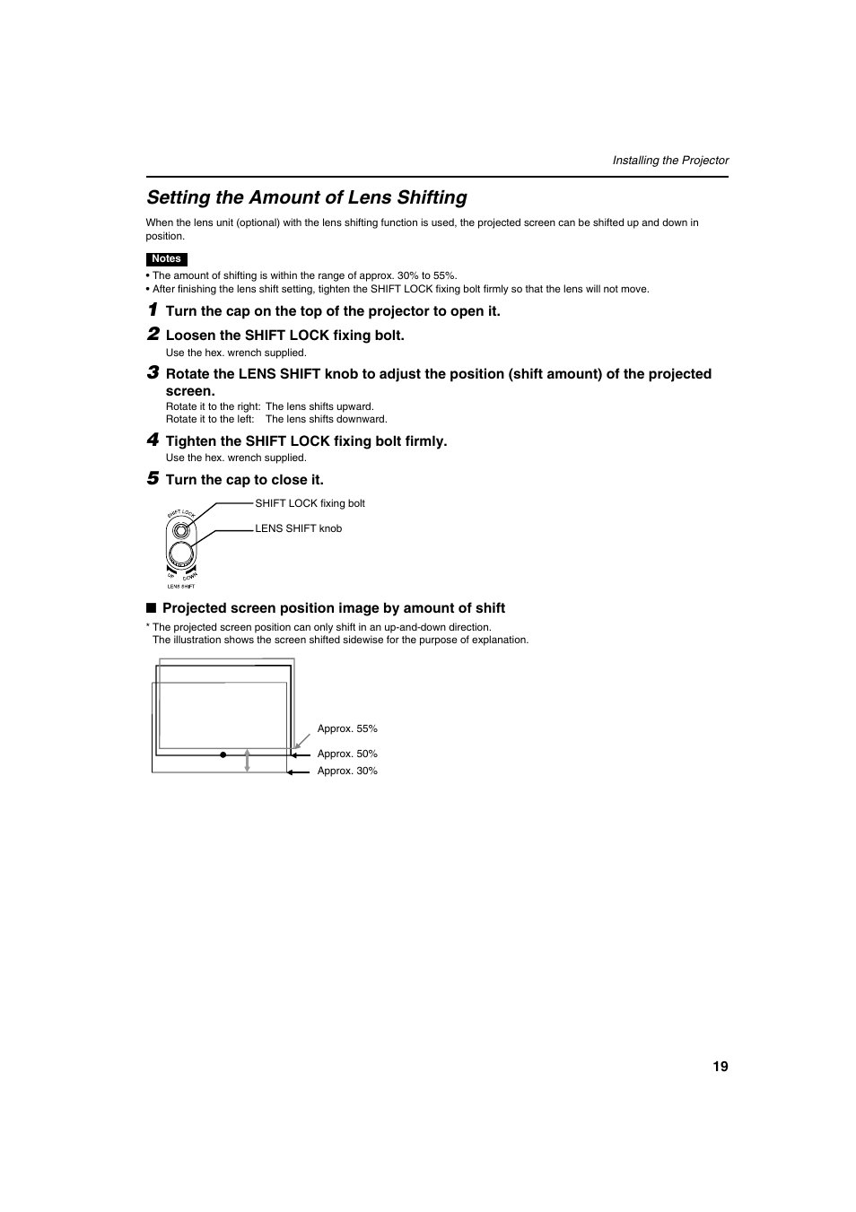 Setting the amount of lens shifting | Meridian Audio FDP-DILA2 User Manual | Page 19 / 80