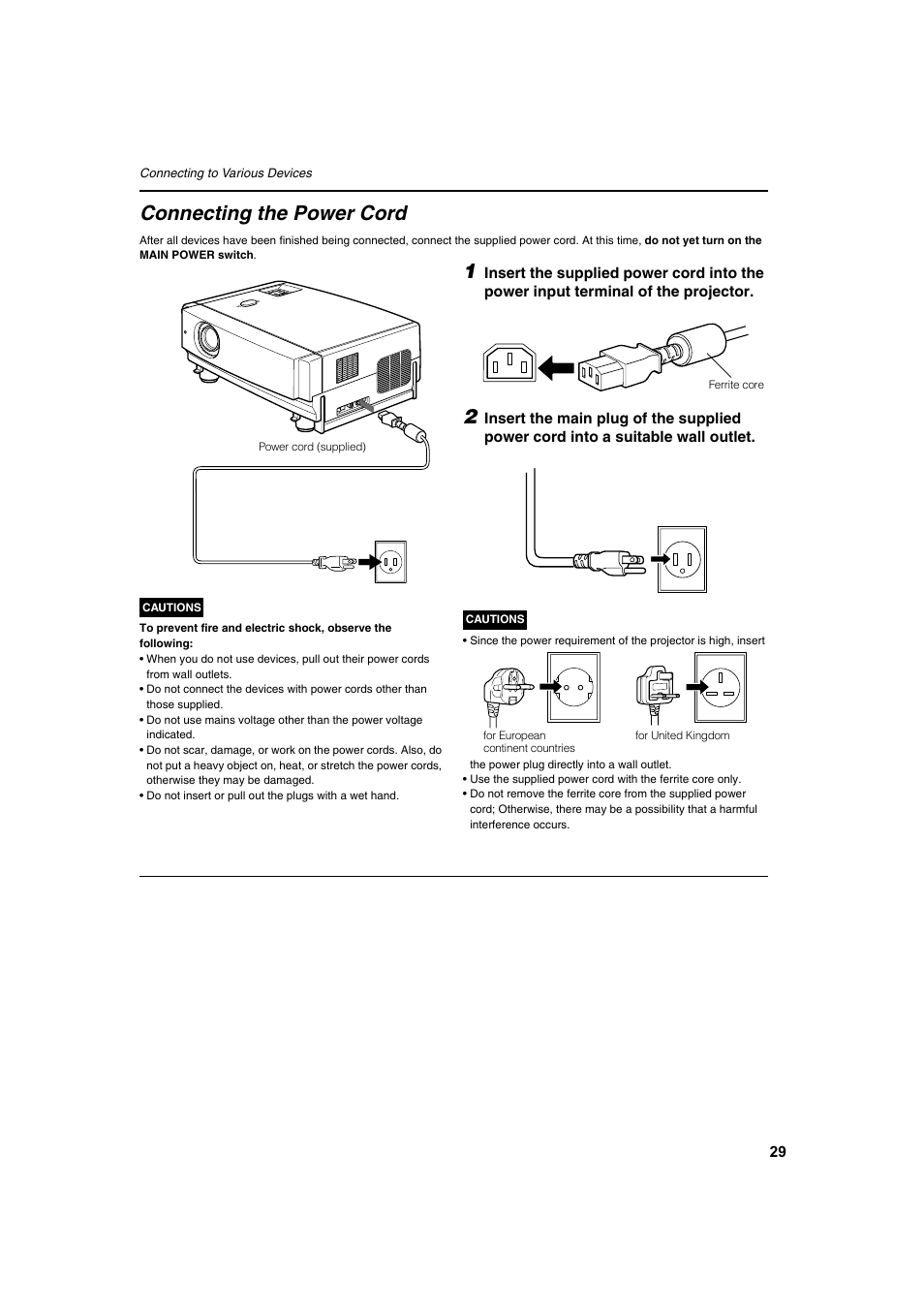 Connecting the power cord | Meridian Audio FDP-DILA2 User Manual | Page 29 / 80