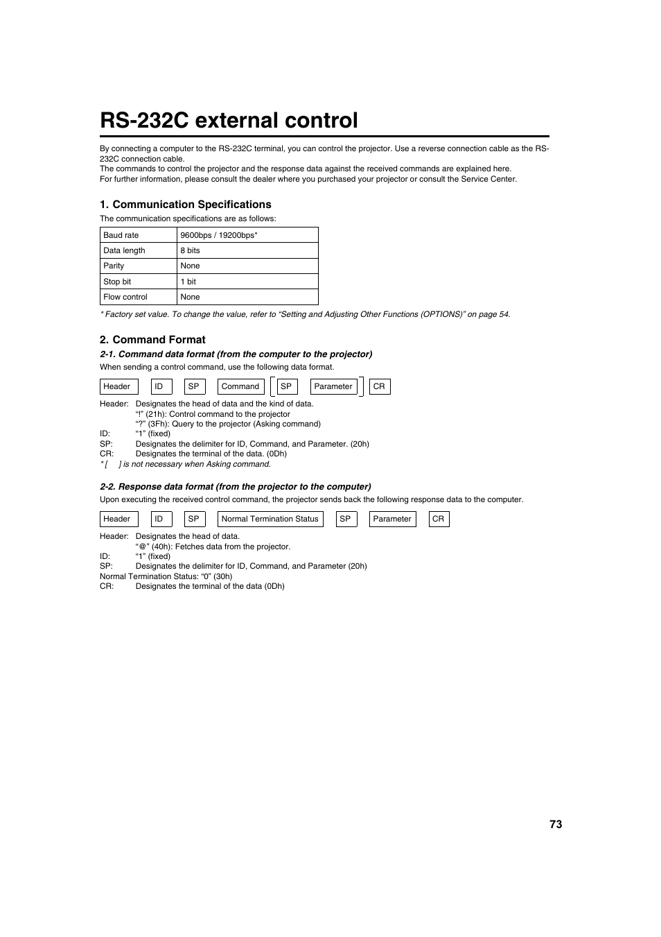 Rs-232c external control | Meridian Audio FDP-DILA2 User Manual | Page 73 / 80