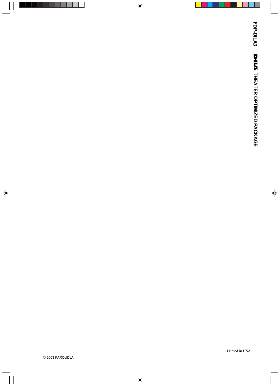 Back cover, Fdp-dila3, Theater optimized package | Meridian Audio FDP-DILA3 User Manual | Page 57 / 57