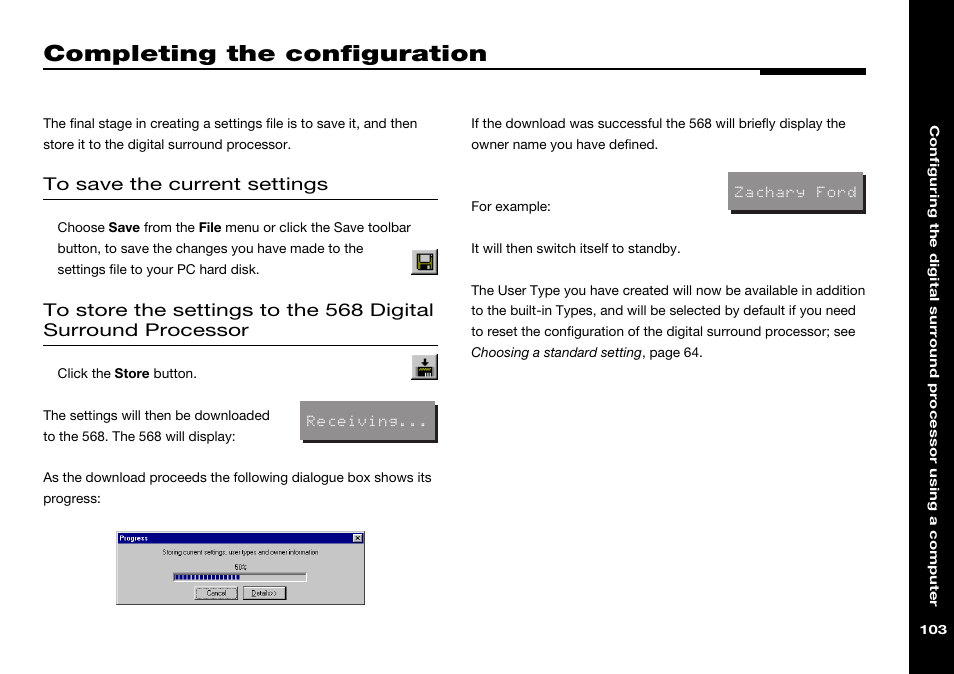 Completing the configuration | Meridian Audio 568 User Manual | Page 110 / 131