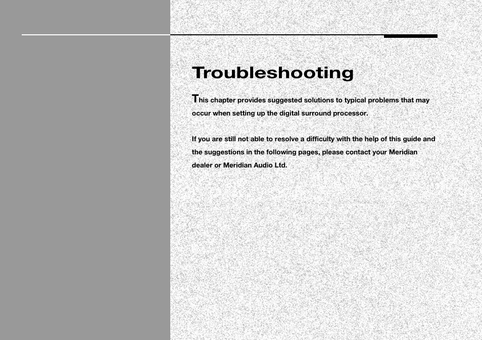 Troubleshooting | Meridian Audio 568 User Manual | Page 112 / 131