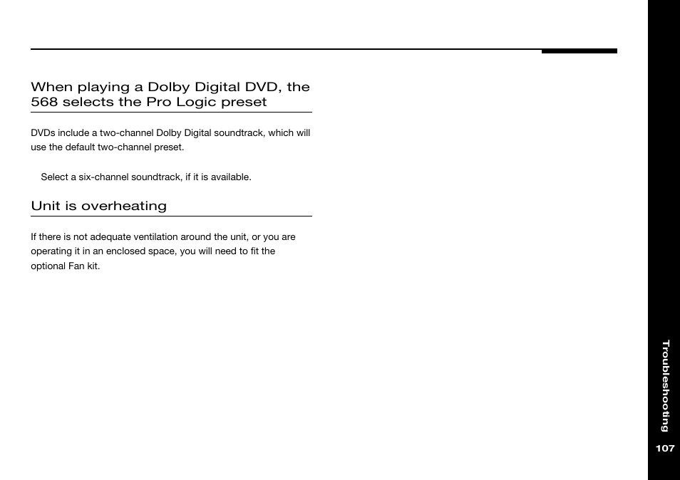 Overheating problems | Meridian Audio 568 User Manual | Page 114 / 131