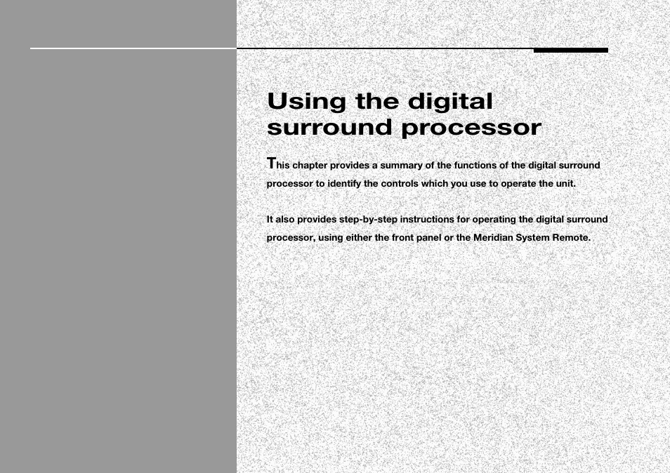 Using the digital surround processor | Meridian Audio 568 User Manual | Page 20 / 131