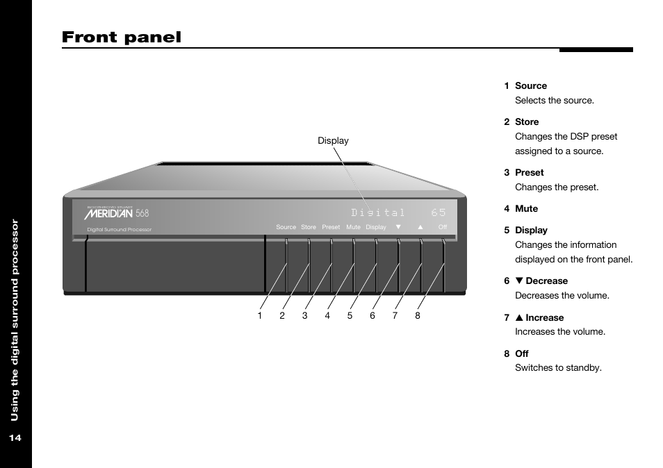 Front panel, Controls | Meridian Audio 568 User Manual | Page 21 / 131