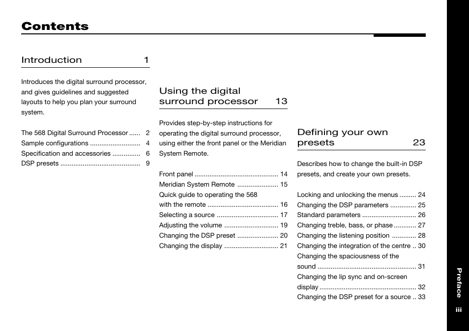 Meridian Audio 568 User Manual | Page 4 / 131