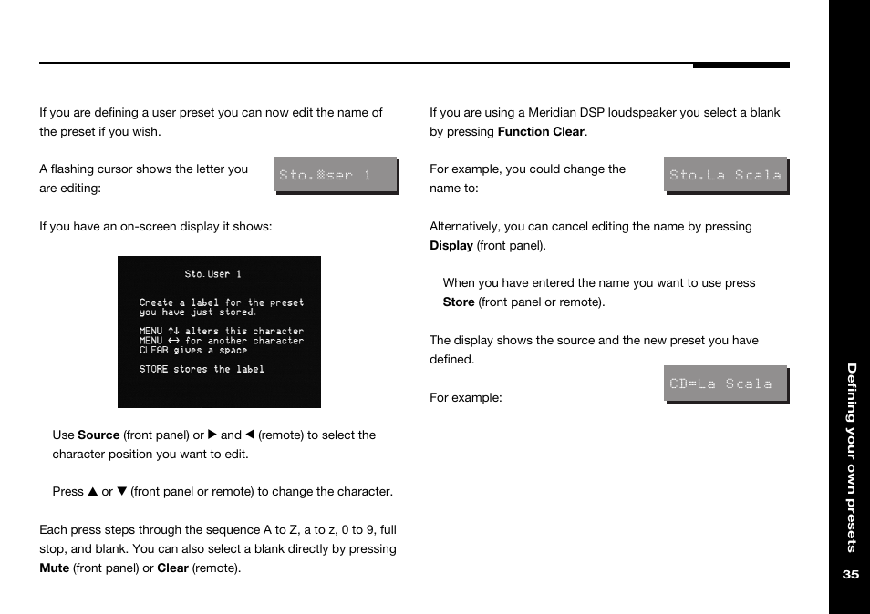 Editing name | Meridian Audio 568 User Manual | Page 42 / 131