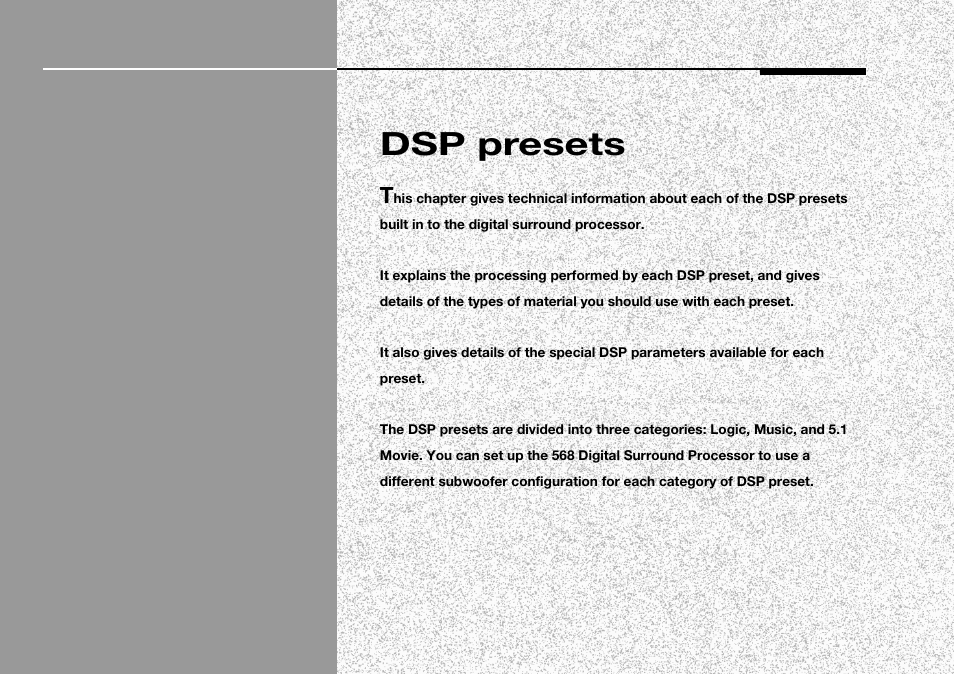 Dsp presets | Meridian Audio 568 User Manual | Page 44 / 131