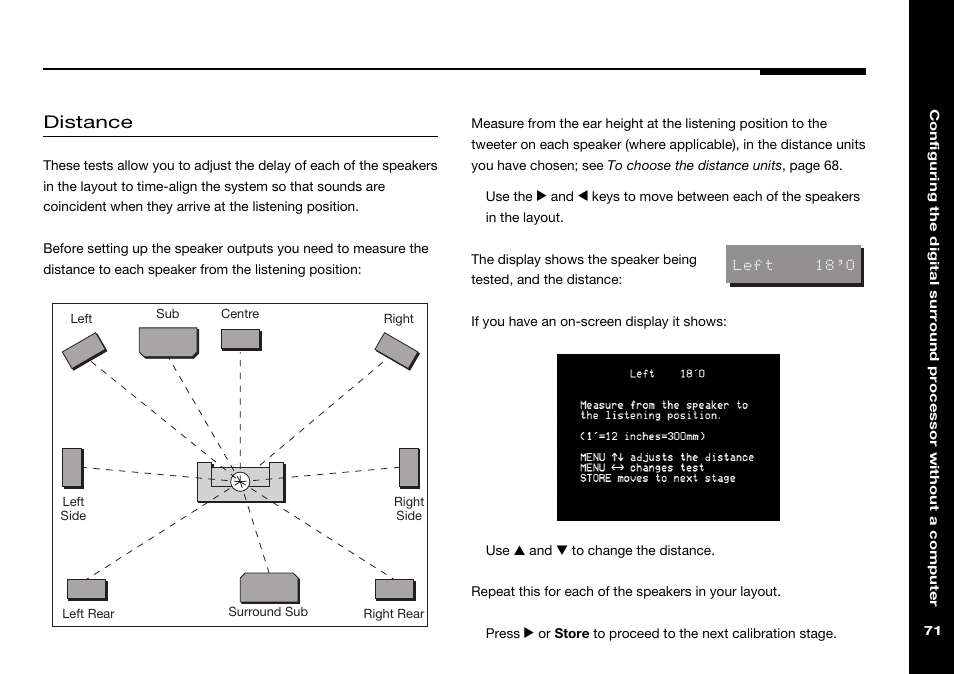 Distance, Distance calibration test | Meridian Audio 568 User Manual | Page 78 / 131