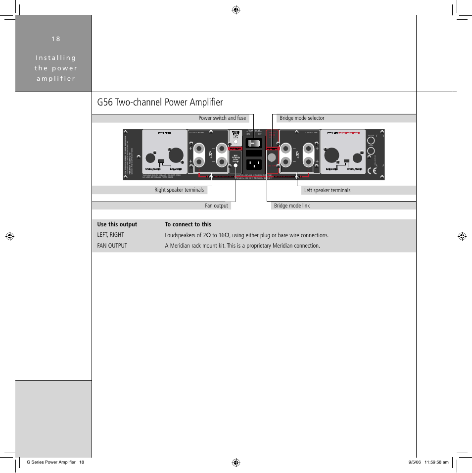 G56 two-channel power amplifier | Meridian Audio G Series User Manual | Page 22 / 32