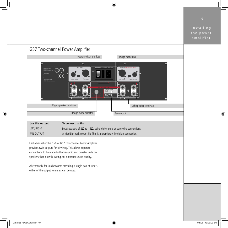 G57 two-channel power amplifier | Meridian Audio G Series User Manual | Page 23 / 32