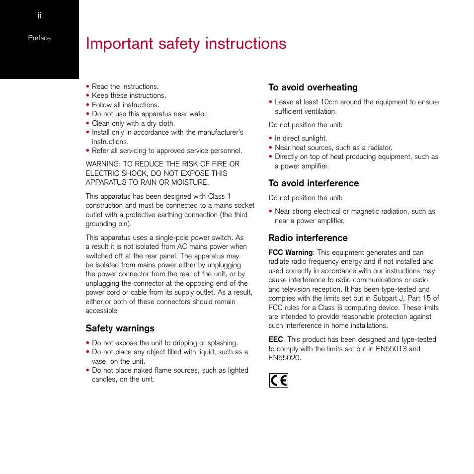 Important safety instructions | Meridian Audio 861 User Manual | Page 2 / 62
