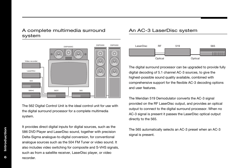 Ac-3 laserdisc system, 504 fm tuner, 519 demodulator | 586 dvd player, Multimedia surround system | Meridian Audio 565 User Manual | Page 10 / 58
