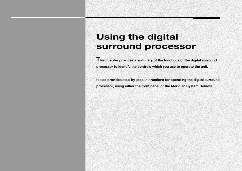 Using the digital surround processor | Meridian Audio 565 User Manual | Page 17 / 58