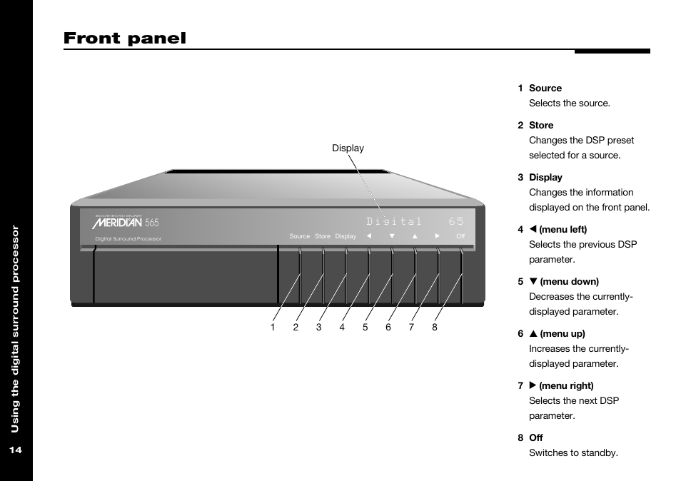 Front panel, Controls | Meridian Audio 565 User Manual | Page 18 / 58