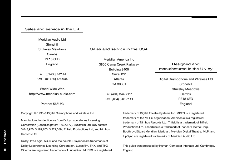 Meridian Audio 565 User Manual | Page 2 / 58